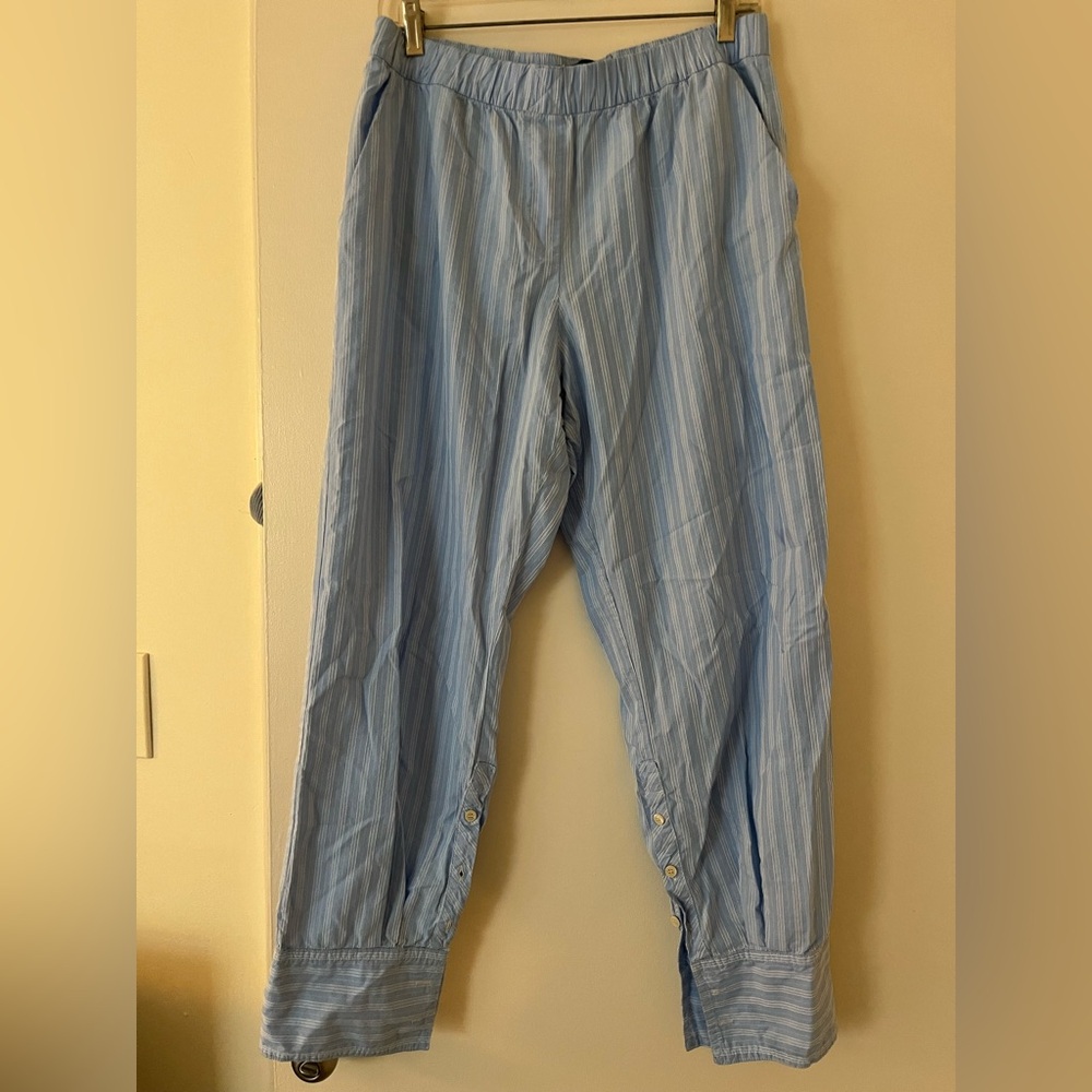 Zara Blue Jogger-Style Pants with Vertical Stripes